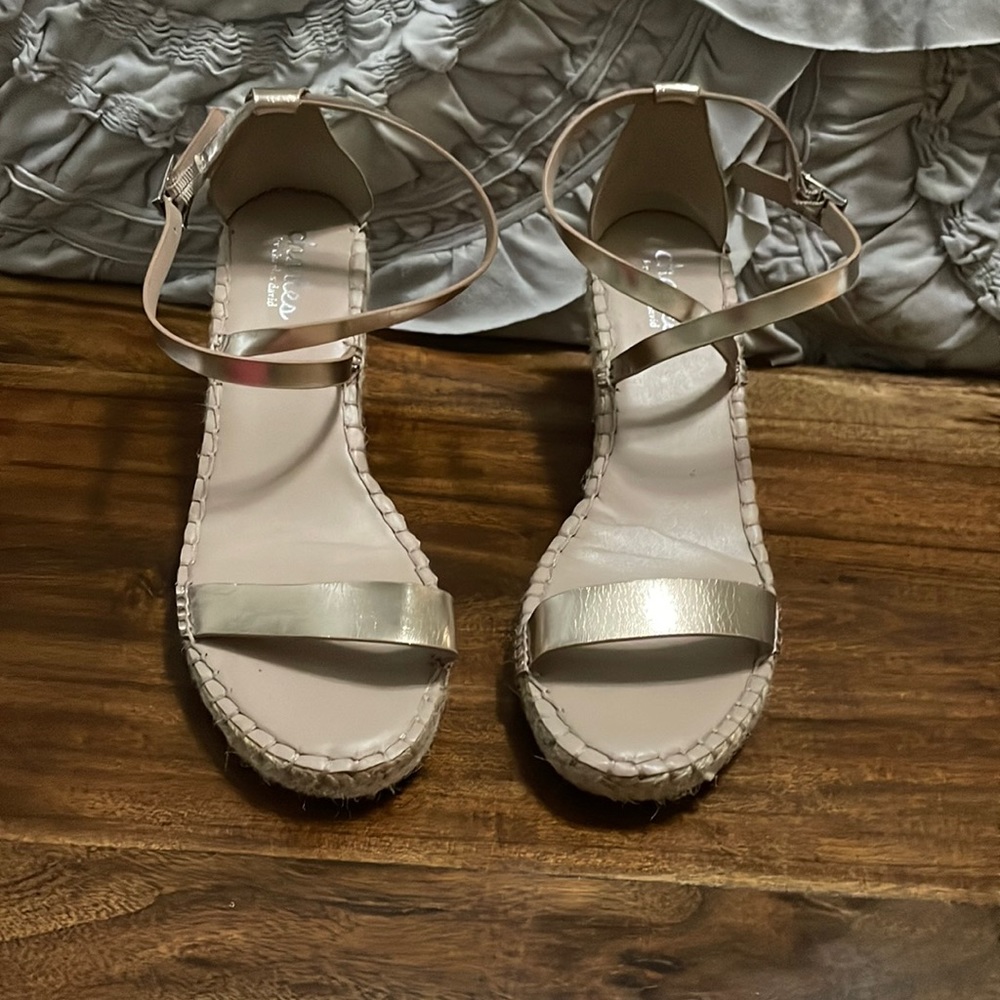 Rose gold espadrille sandals-Charles by Charles David